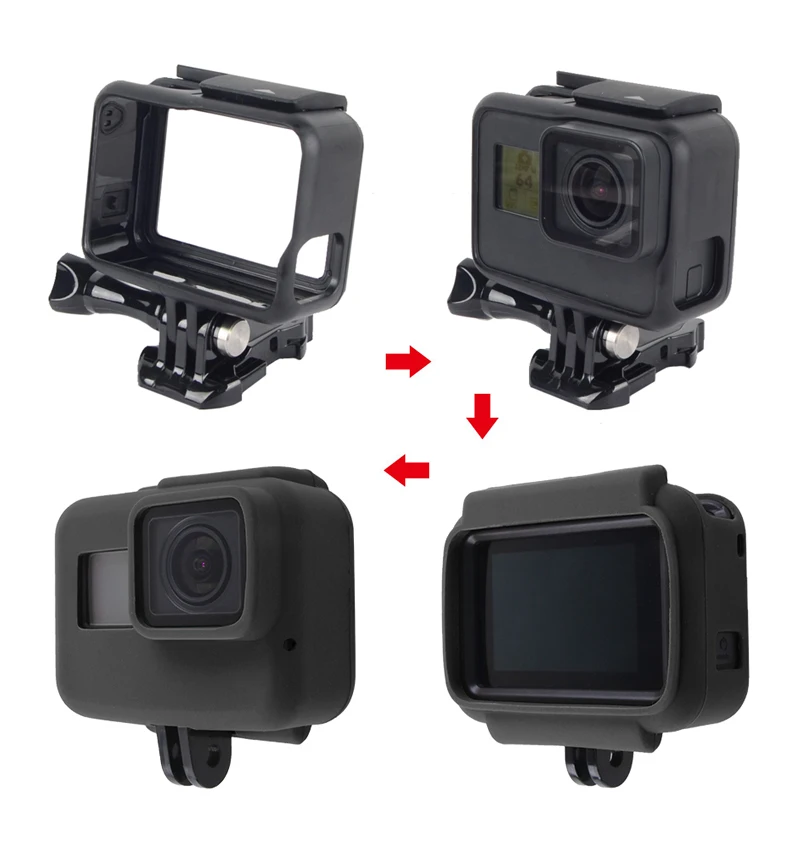 Мягкий силиконовый чехол для GoPro Hero 5 6 7, Черная защитная рамка для Go Pro 7 Hero 6 5, аксессуары для экшн-камеры