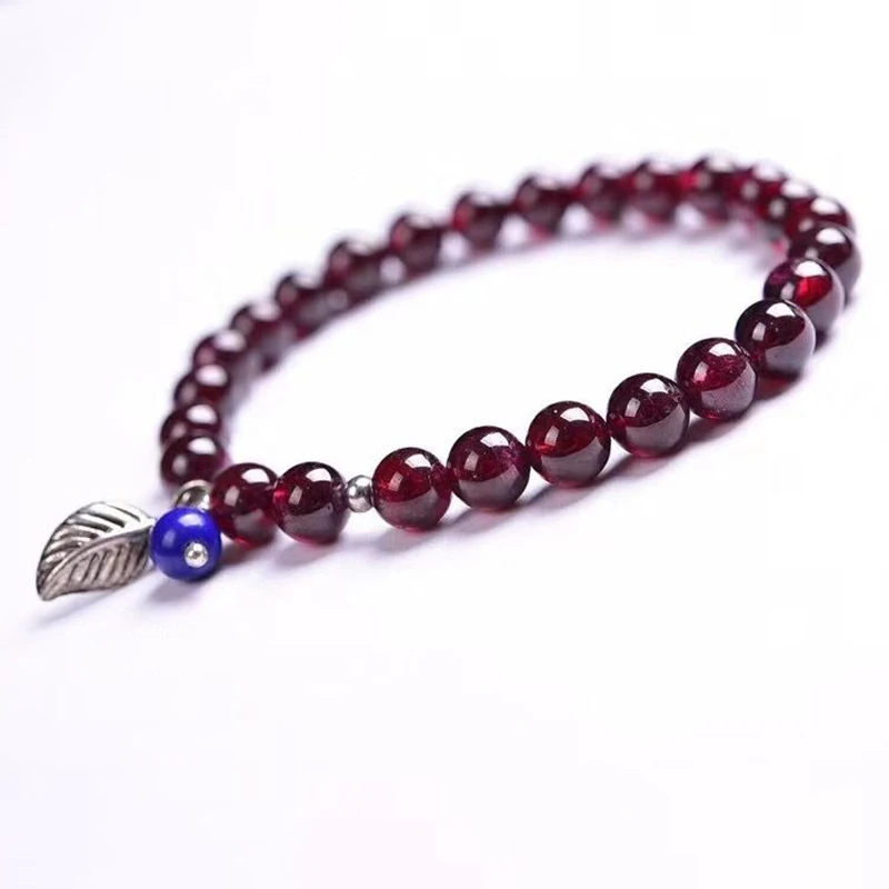 Оптовая продажа винно красный натуральный гранат камень браслеты 6 мм бусины с