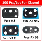 100 шт., 100% оригинальные стеклянные объективы для задней камеры Xiaomi Poco X3 Pro GT M3 F3 5G Poco X3 NFC стекло для камеры с клеем + Инструменты