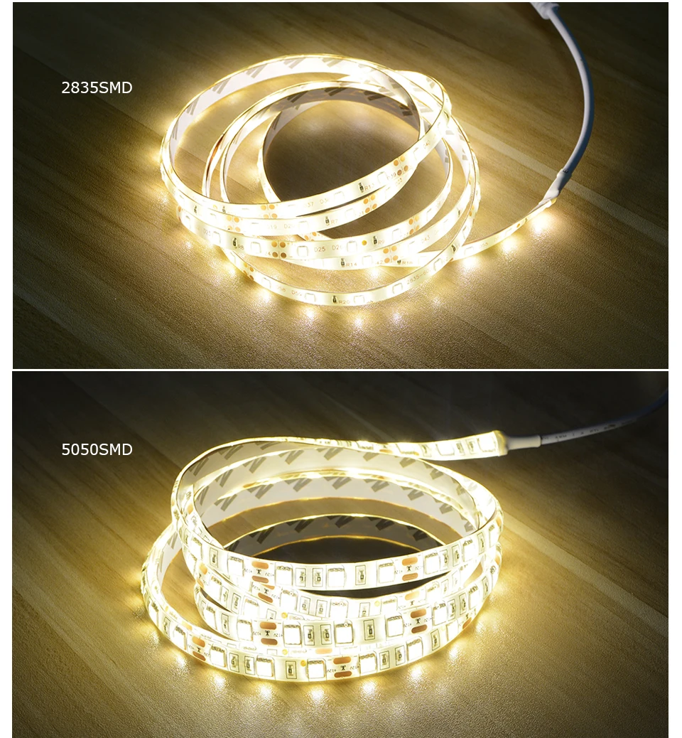 IP65 SMD 5050 2835 Светодиодный лента Диодная лента DC 12 В PIR датчик движения светодиодные полосы света ЕС США адаптер 1 м-5 м клейкая светодиодная кухонная лампа