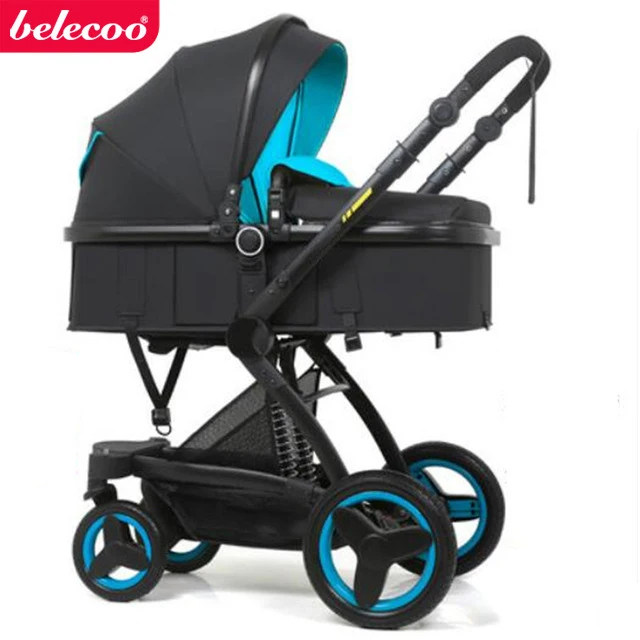 belecoo коляска детская Эко-кожа автокресло на коляску 2в 1 / 3 в 1 Высокий пейзаж коляска Двухнаправленная прогулочная коляска младенца - Цвет: X6-7