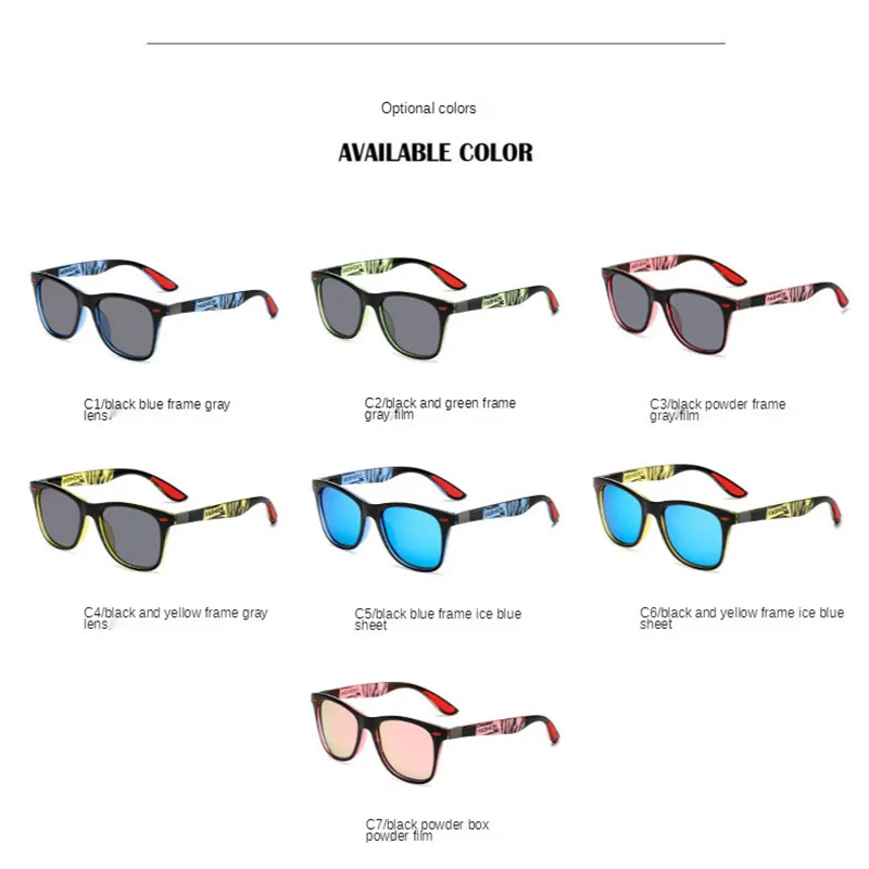 

Hot Sale Polarized Sunglasses Driving Sun Glasses Male Fashion Black Shades UV400 Square Plastic Classic Men Women Boys Eyewear