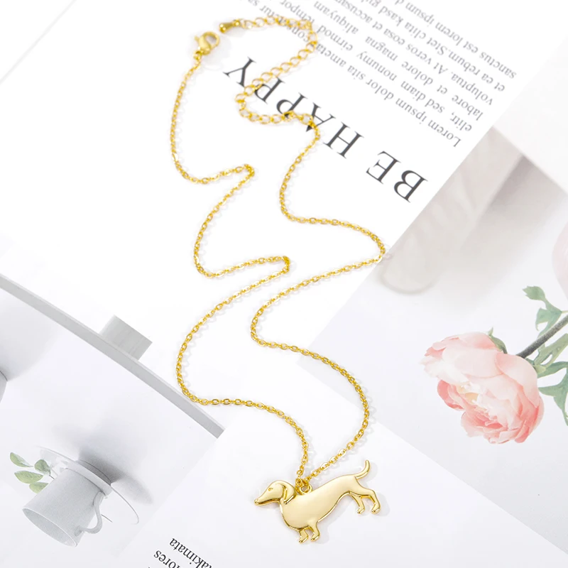 Такса ожерелье с подвеской для собак женщин колбасы в виде цепи Золотая цепь из