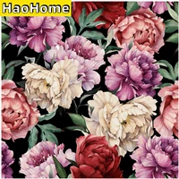 haohome peel and stick removable watercolor muticolor peony self adhesive prepasted wallpaper extra thick waterproof wall mural