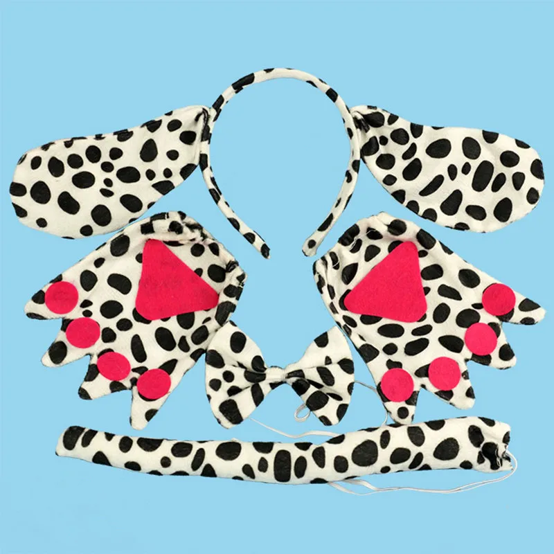 Повязка на голову с ушками животных собаки галстук бабочка хвост перчатки