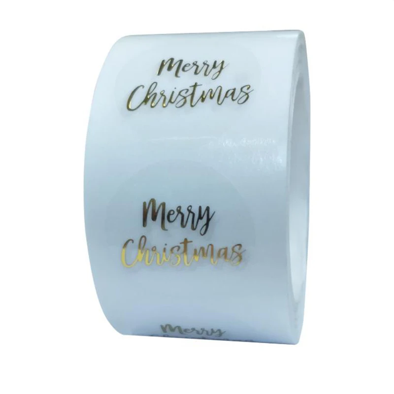 

50PCS Transparent Adhesive Labels Thank You Sticker Gold Seals PET Merry Christmas Stationery Supply Decoration Scrapbook 1inch