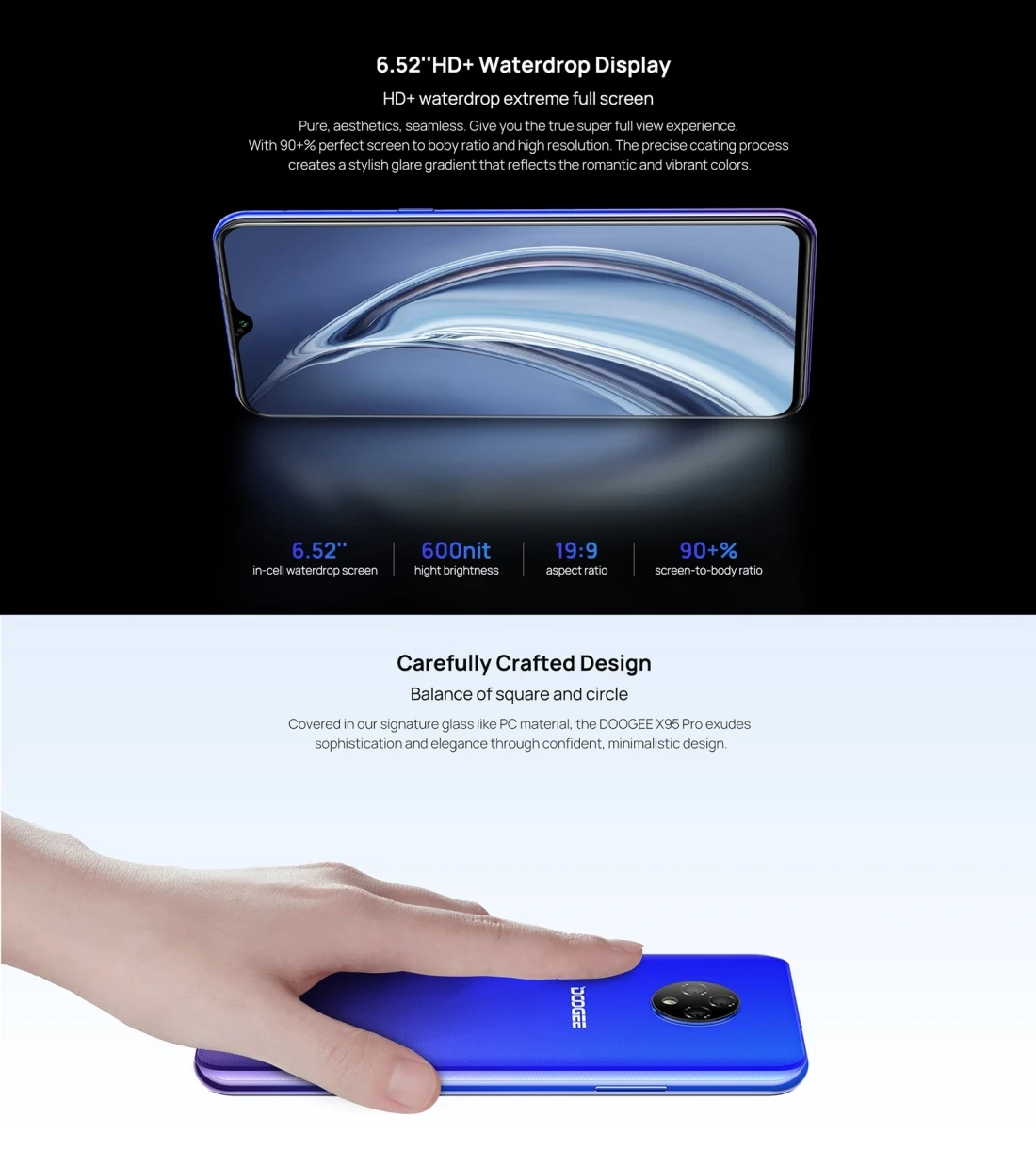 DOOGEE X95 Pro 4 ГБ 32 Android 10 4350 мАч аккумулятор 6 52 дюйма сеть 4G Тройная тыловая камера