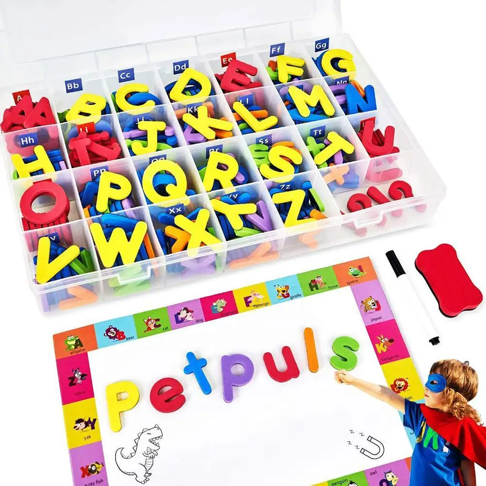

Цветные Мультяшные магниты на холодильник, 238 шт., магнитные Обучающие буквы алфавита, Детская развивающая игрушка для интеллекта