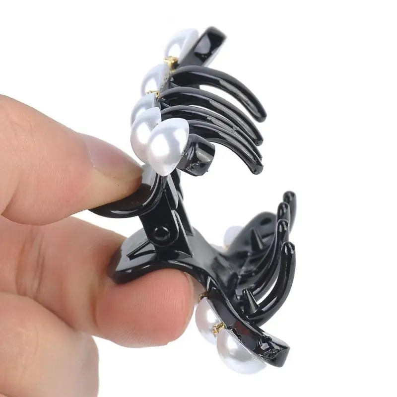 Модный женский пучок стразы цветок + жемчуг заколка для волос конский хвост