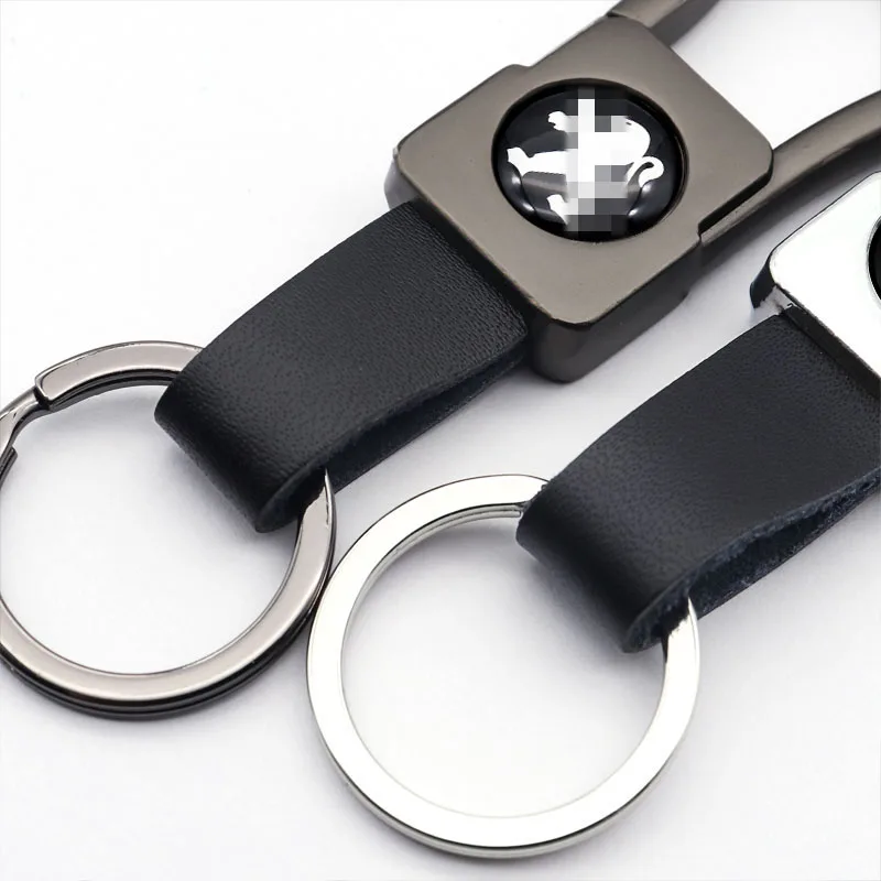 

Car keychain high quality metal leather car logo keychain car accessories suitable for PEUGEOT- RCZ 308 407 508 2008 3008 5008