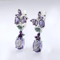 huitan romantic purple butterfly earrings women vintage party elegant female accessories anniversary gift new drop earrings