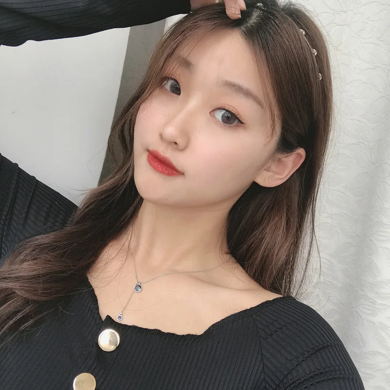 

New Arrivals Korea Simple Retro Necklace Temperament Star Moon Pedant Necklace Summer New Black Clavicle Chain Women Collier