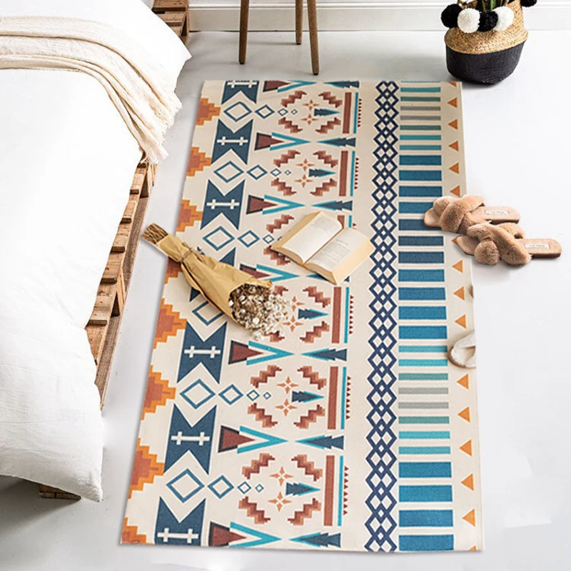 

Large Carpet for Living Room Hand Woven Cotton Linen Bedroom Carpet Rugs Modern Bohemian Bedside Hallway Floor Mat Home Decor