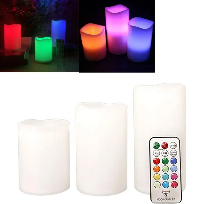 

Светодиодная электрическая беспламенная свеча с дистанционным управлением на батарейках, ночсветильник с изменяющимся цветом для украшен...