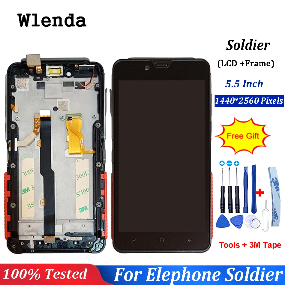 ЖК дисплей для Elephone Soldier с фотографией 100% протестированные запасные части рамкой