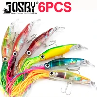 6pcs fishing lures rubber squid skirts octopus tuna sailfish baits sea wobbler silicone lure high carbon steel hook tackle