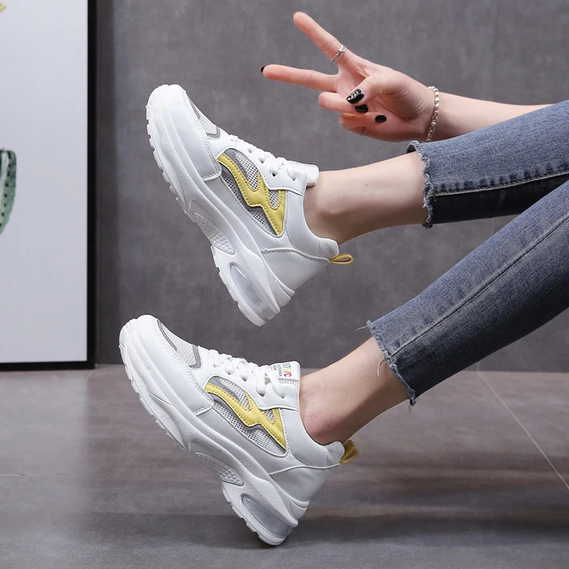 Женские кроссовки из сетчатого материала на шнуровке|Беговая обувь| |