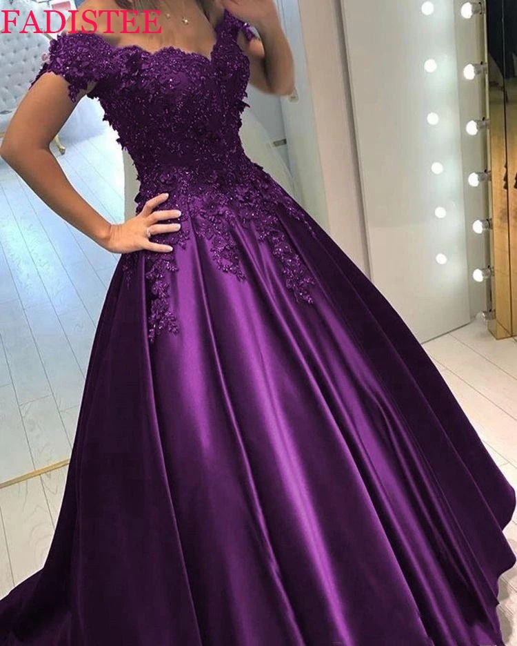 

Prom Dresses Formal Evening Party Vestido De Festa Party Dresses Robe De Soiree Off the Shoulder Purple for Women 2021 lace-up