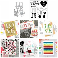 artistic words love you xoxo nesting heart metal cutting dies match clear silicone stamps for diy scrapbooking craft 2021 new