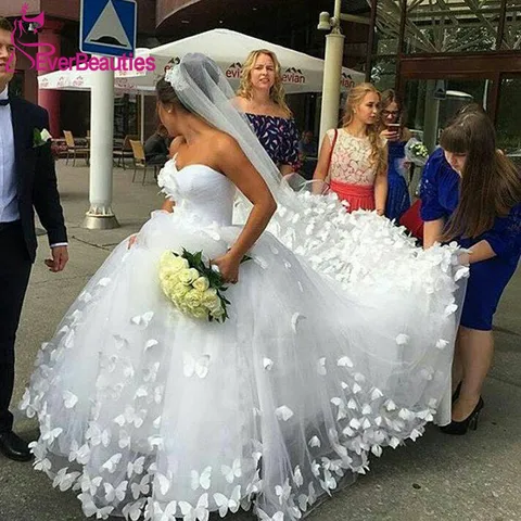 Женское свадебное платье с бабочкой, белое романтичное платье невесты с цветами, 2020