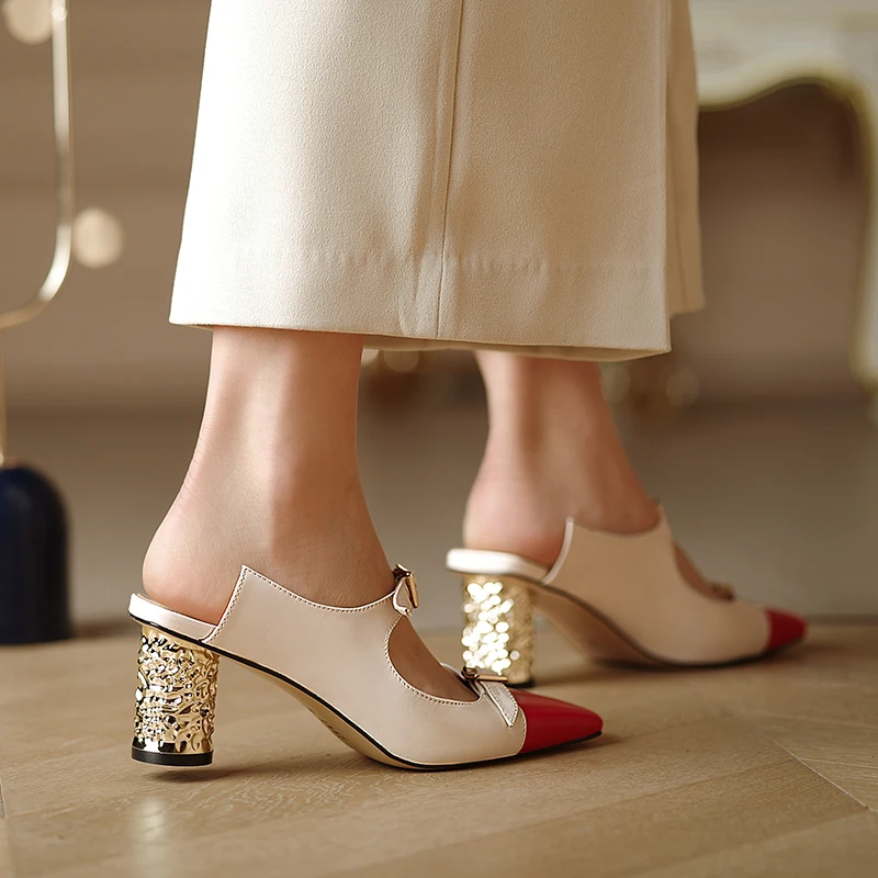 

ZVQ summer Woman New Style Sandals Slipper Square Toe mixed color Comfortable Fashion Concise ventilation office lady Mature