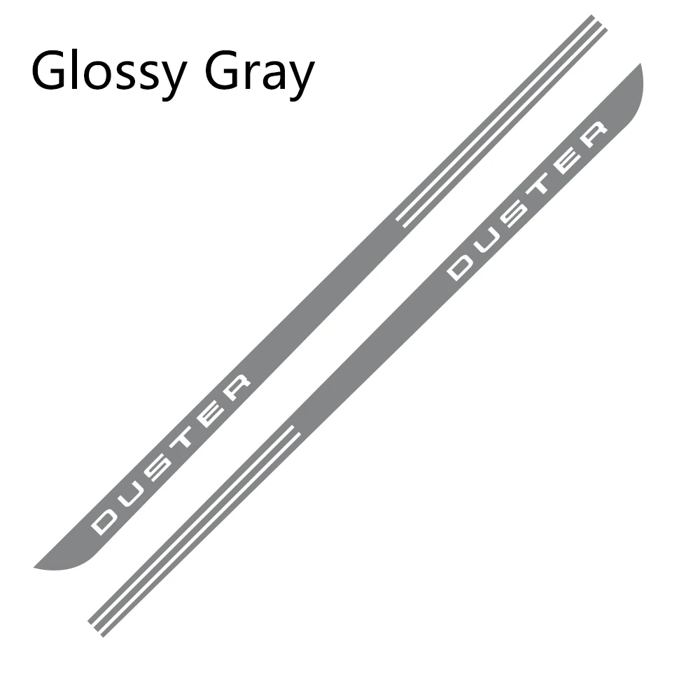 Glossy Gray 2 шт. для Dacia Renault Duster, автомобильная Боковая дверь, наклейка в полоску, авто стиль, наклейка, виниловая пленка, автомобильный тюнинг, аксессуары - Название цвета: Glossy Gray