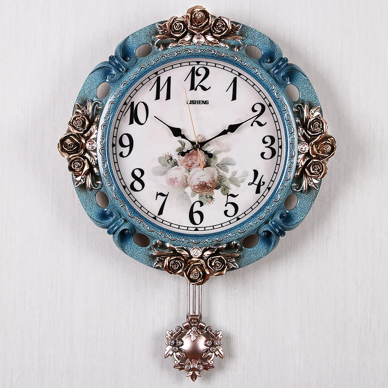 Винтажная декорация настенные часы европейские синие круглые стеклянные