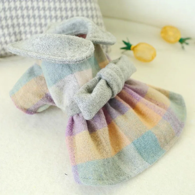 Популярное осенне-зимнее клетчатое детское платье принцессы теплое цветное с