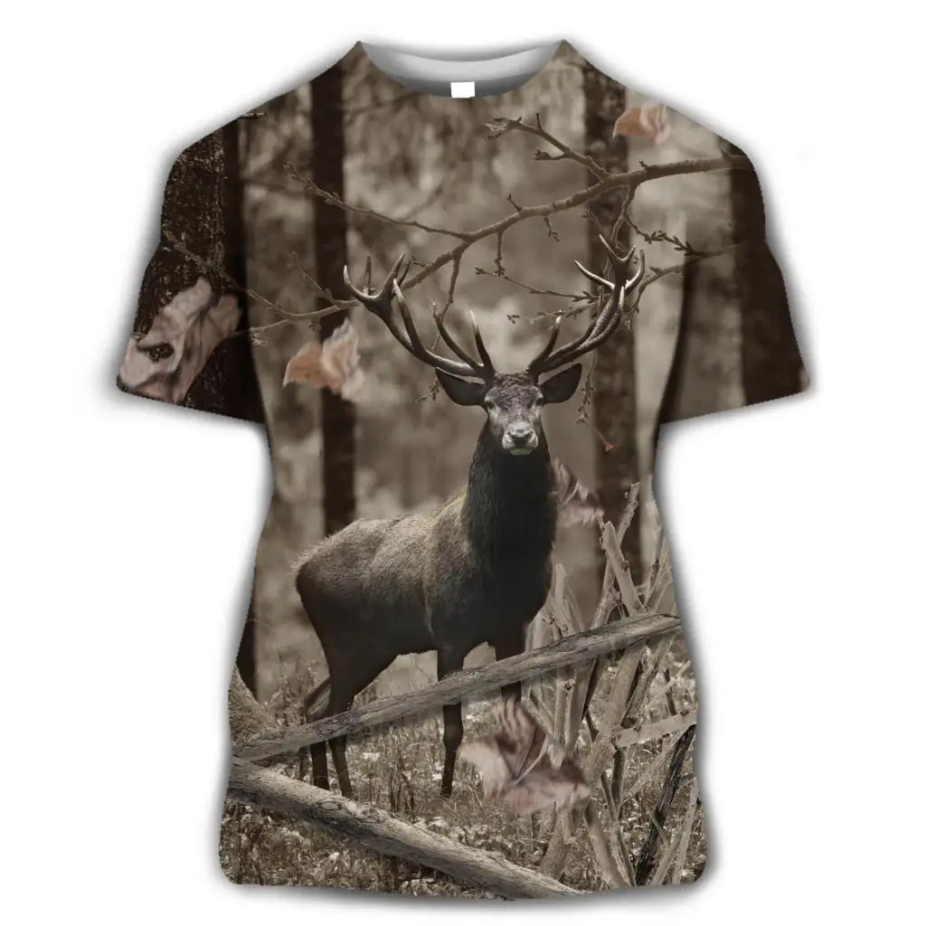 

2021 Camouflage Hunting Animal Wild Boar 3D Oversized T-shirt Summer Casual Men's T-shirt Fashion Kids Short-sleeved Shirt