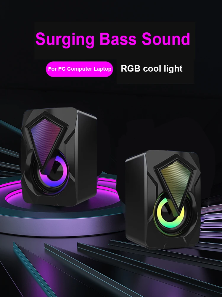 

X2 Computer Speakers with Subwoofer For PC Desktop Computer Laptop LED Colorful Lighting Home Theater System USB Wired SoundBox