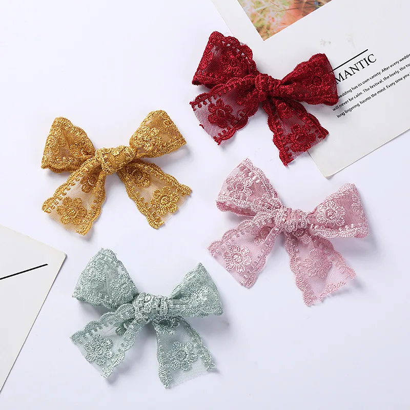 Lace Baby Hair Clips for Girls Embroidery Hairpins Candy Color Infant Princess Barrettes Cute Children Hair Accessories