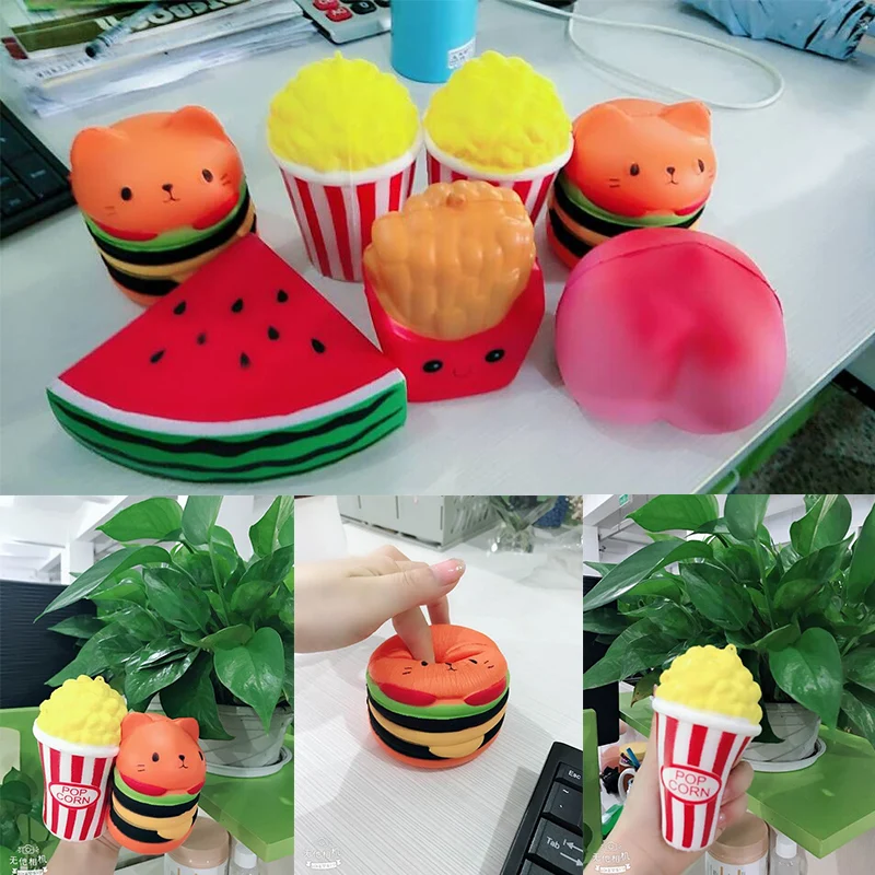 

Jumbo Kawaii Cat Hamburger Squeeze Charms Burger Slow Rising Squeeze Soft Scented Phone Straps Toy Collection Simulation