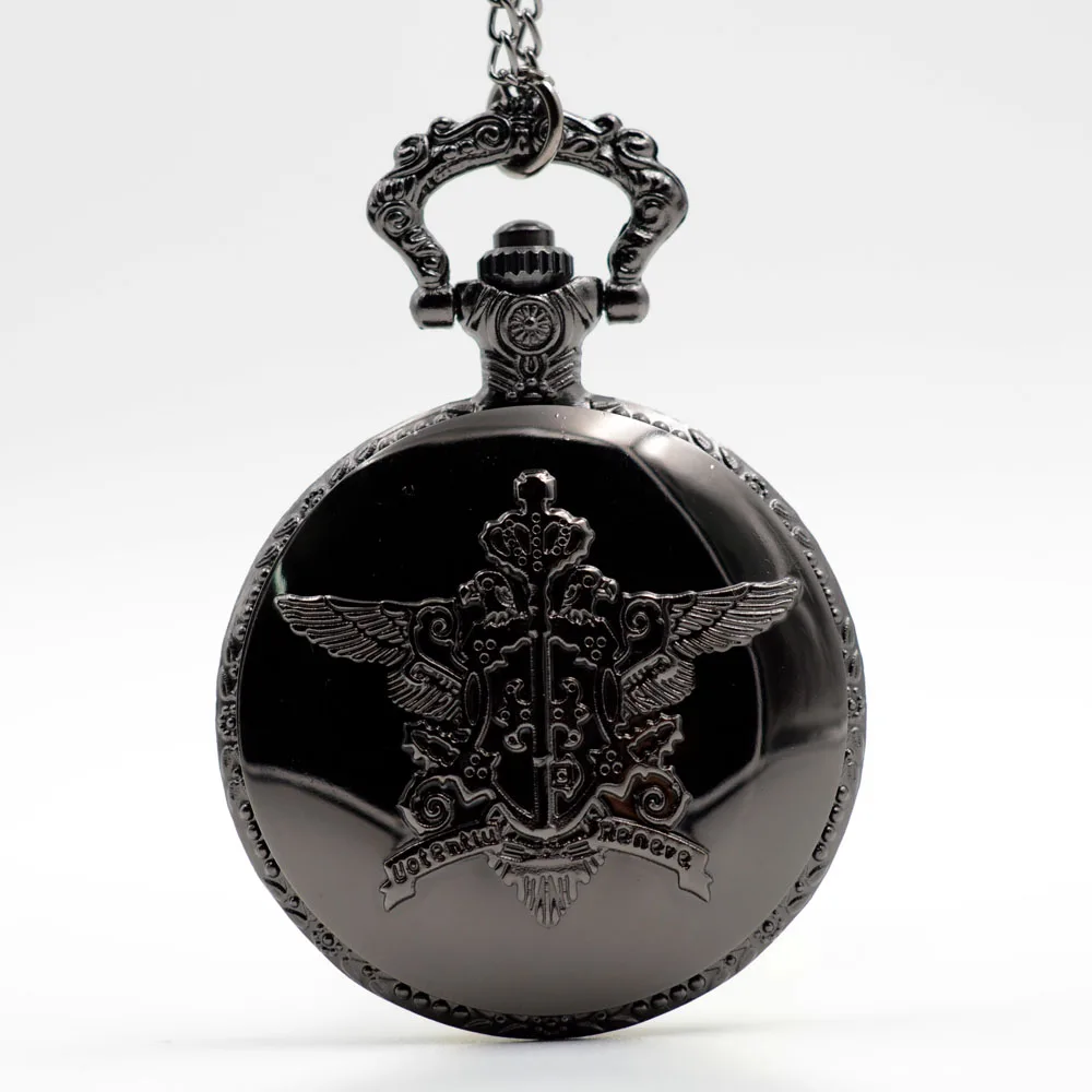 Ретро Винтажные черные кварцевые карманные часы Kuroshitsuji Black Butler аналоговые в виде