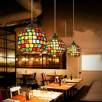 led stained glass shell chandelier bohemian restaurant aisle balcony pendant lights e27 modern