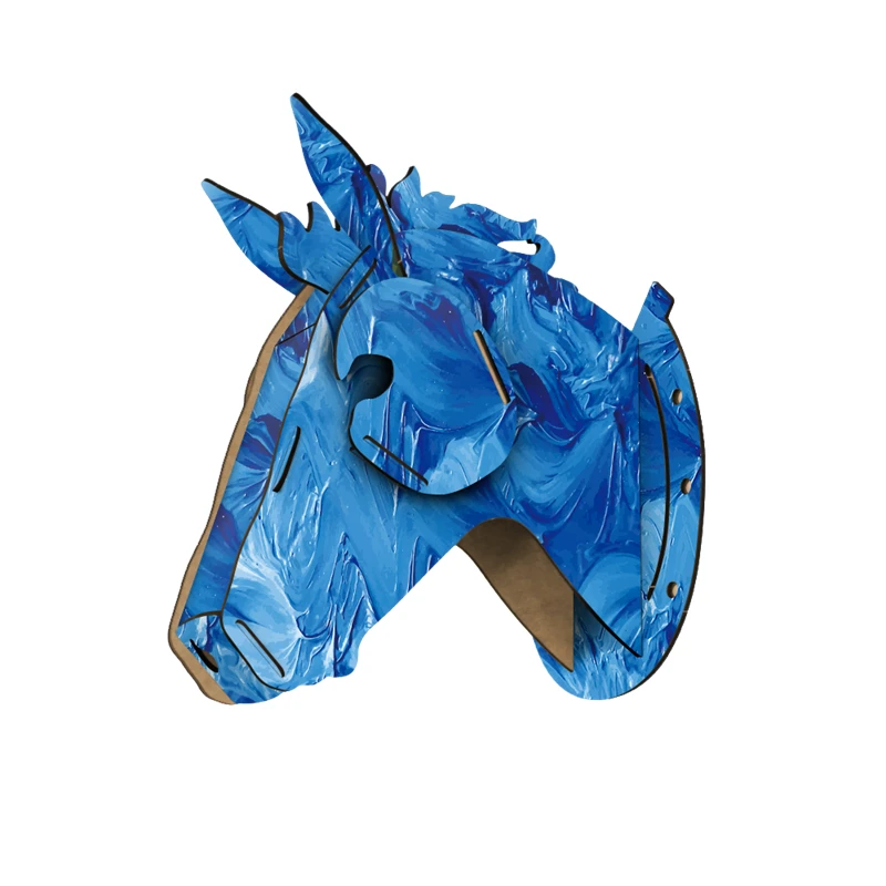 Деревянное настенное украшение 3D олень лось единорог голова лошади деревянная MDF