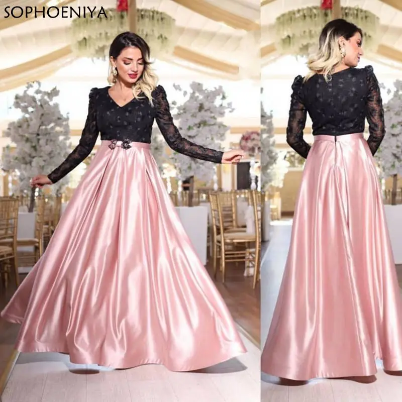 

New Arrival Vestido longo festa long sleeve evening dresses A-Line formal dress Party Robe de soiree Evening gowns