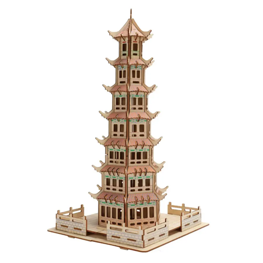 Буддизм пагода строительные блоки лазерная печать деревянные кирпичи