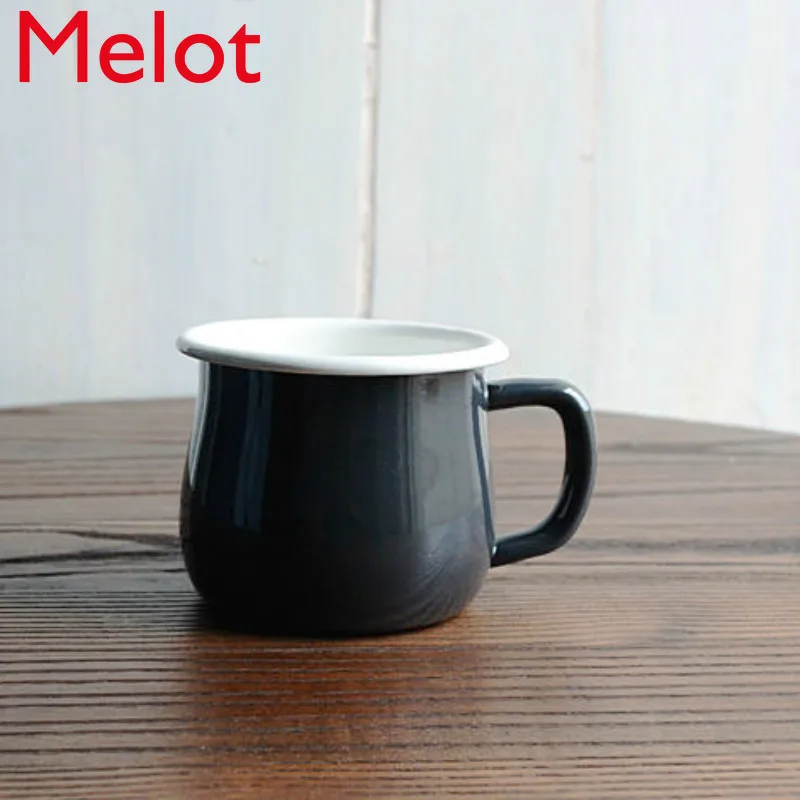 

Fashion High Grade Gray Thick Enamel Ceramic Big Belly Cup Brushing Milk Mark Couple's Cups mugs coffee cups