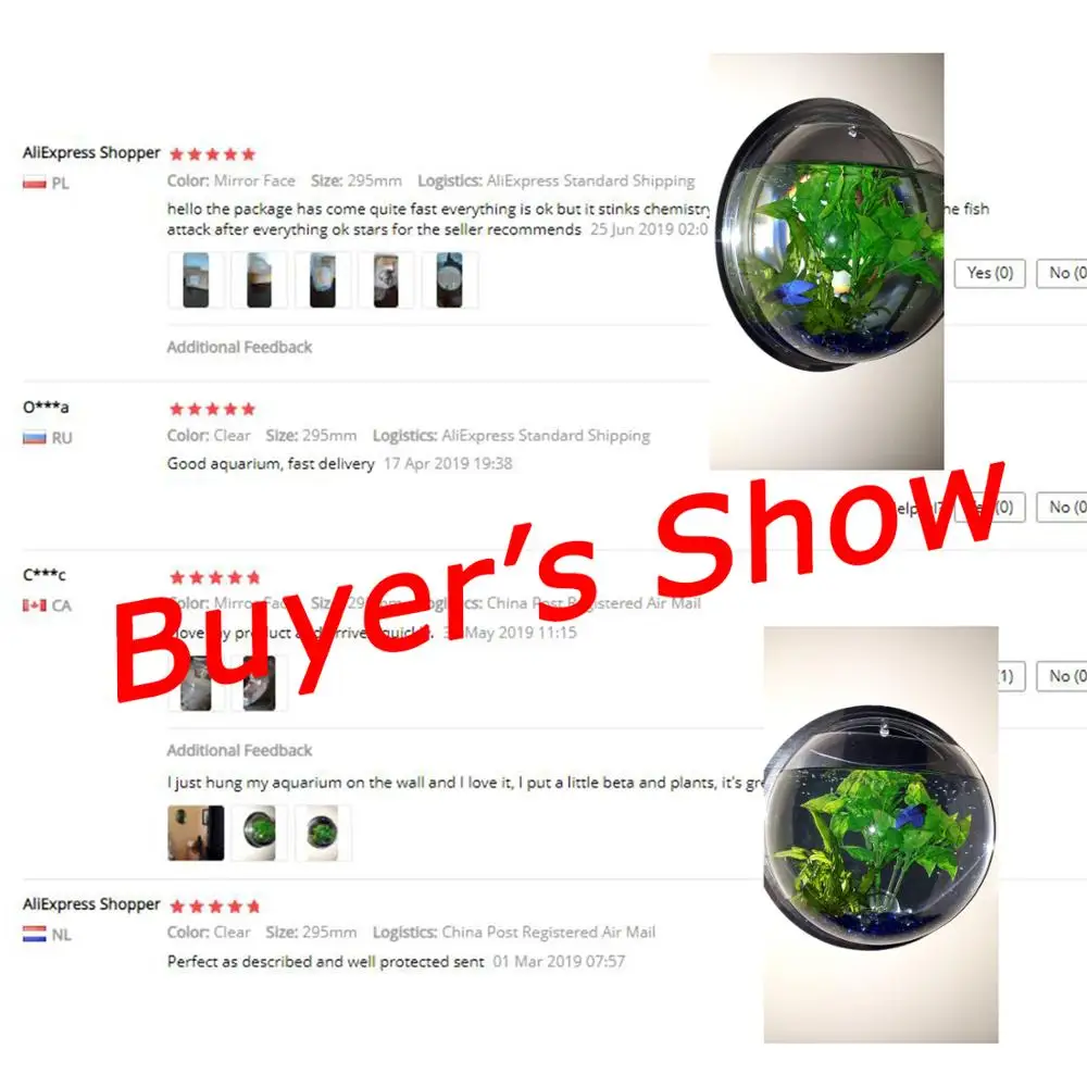 Behogar диаметр 23 см/29 5 см акриловый аквариум настенное крепление висит аквариумные