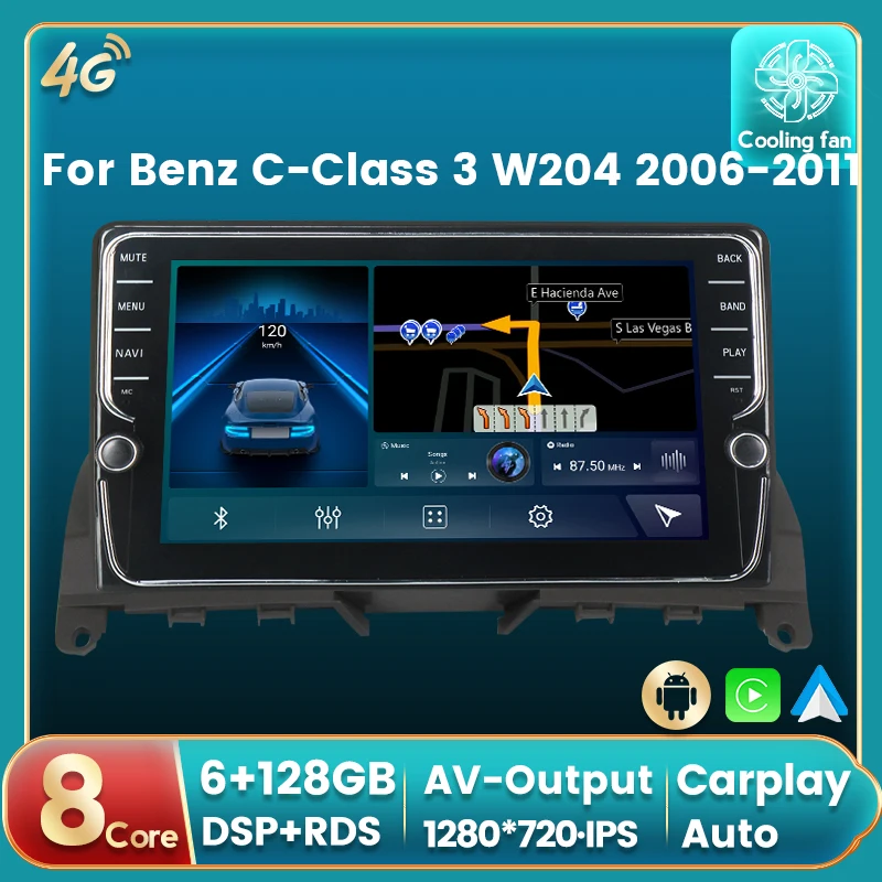 

Android 11 4G LTE DSP Car Radio Auto Multimedia DVD Player For Benz C-Class 3 W204 2006-2011 GPS Navi Auto carplay IPS