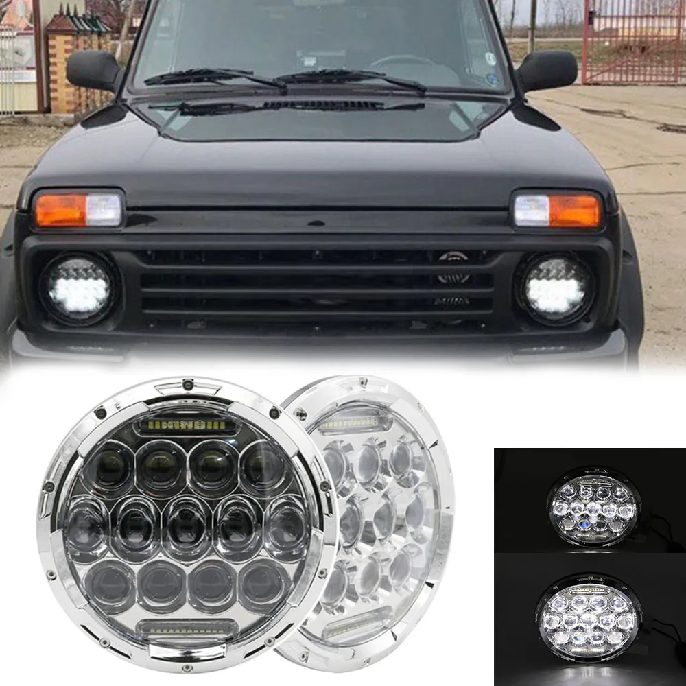 2 шт. для Lada 4x4 urban Niva " дюймовый круглый светодиодный фары Hi/Lo луч подходит 97-17 для Jeep Wrangler JK TJ LJ