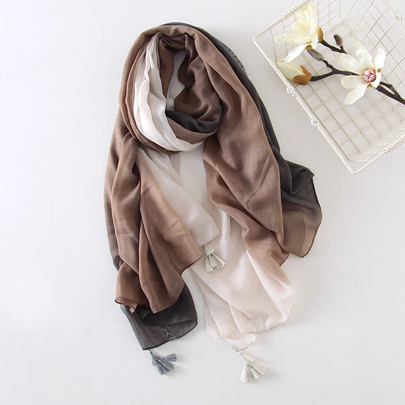 

Gauze Women's Scarf Summer Sunscreen Multi-purpose Scarves Female Chiffon Thin Shawl Gradient Hand-painted Beach Towels