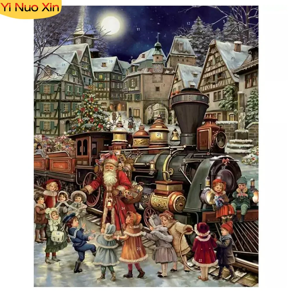 

Mosaic Embroidery Handmade Art Home Decor New Year Gift YNX 5D DIY Diamond Painting Santa Claus Cross Stitch All Over The Square