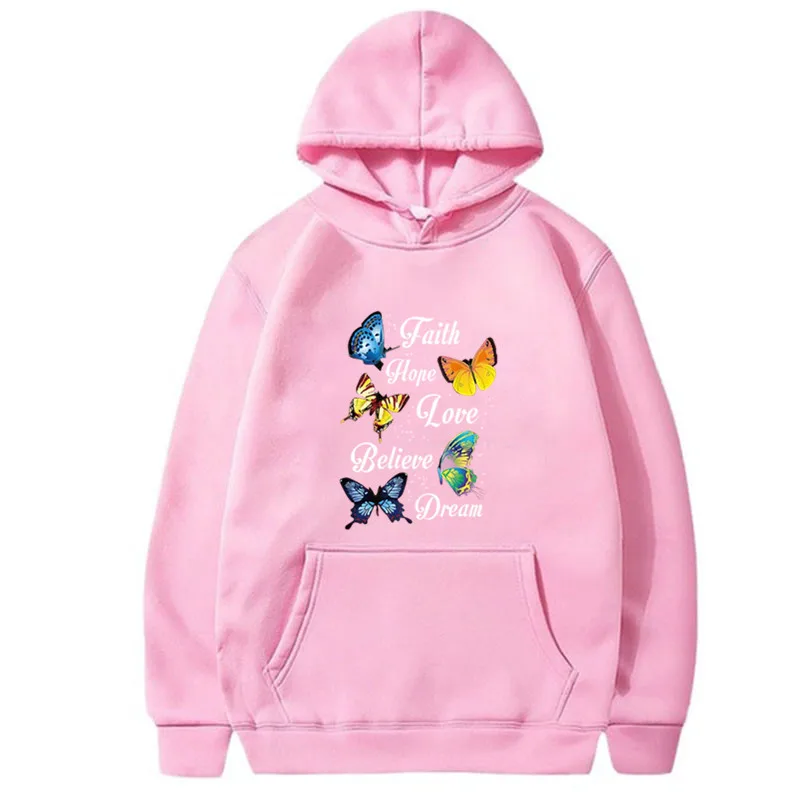 

Hot Butterfly Pattern Printed Long-Sleeved Hooded Graphic Hoodies Fall 2020 Women Clothing Fleece Hoodie