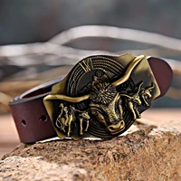 cowboy belt texas tauren antique brass tube novelty belt buckle for mens and women