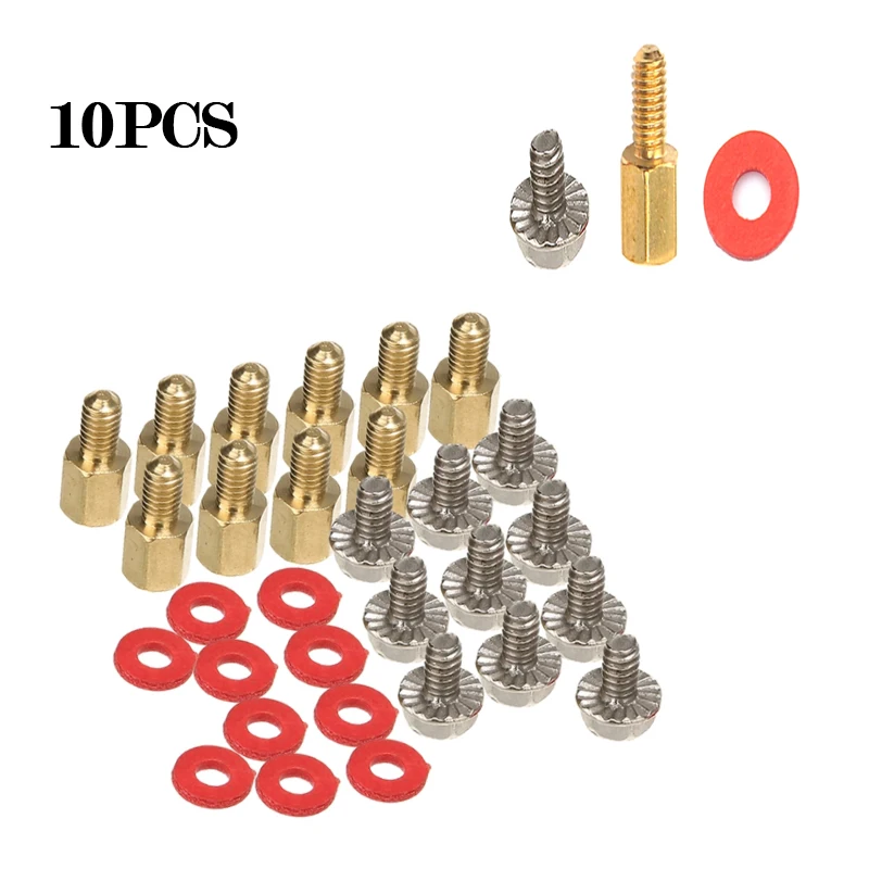 

6.5mm Brass Standoff 6-32-M3 PC Case Riser+Screws + Washers10PCS New