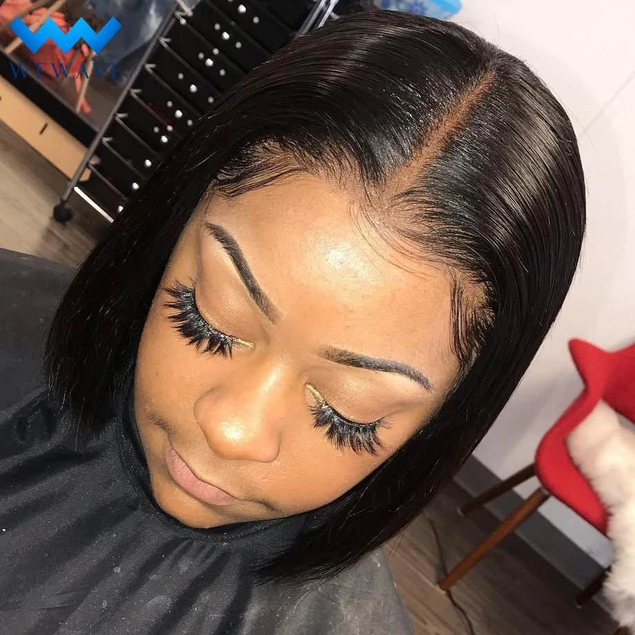 Парик с застежкой 4x4 парик коротким Бобом парики из человеческих волос для