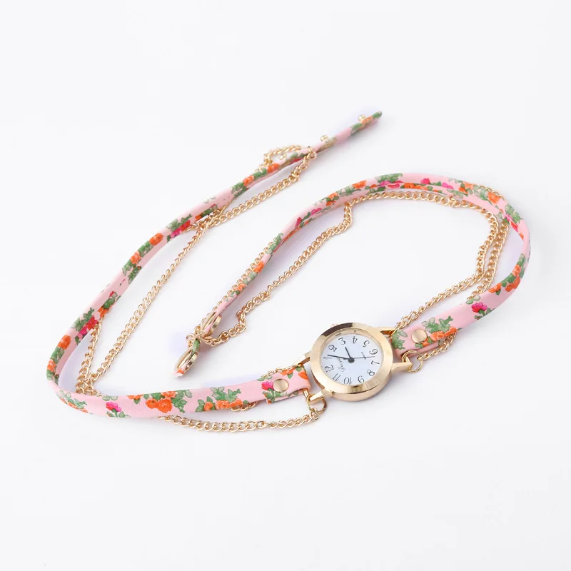 

New Printed Belt Coiling Bracelet Watch Luxury Gold Chain Women's Fashion Quartz Watch gift