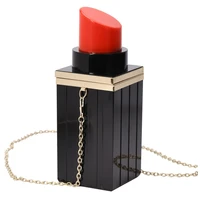 personalized lipstick evening bag box lipstick chain shoulder bag mini acrylic square black clutch banquet dress dinner bag