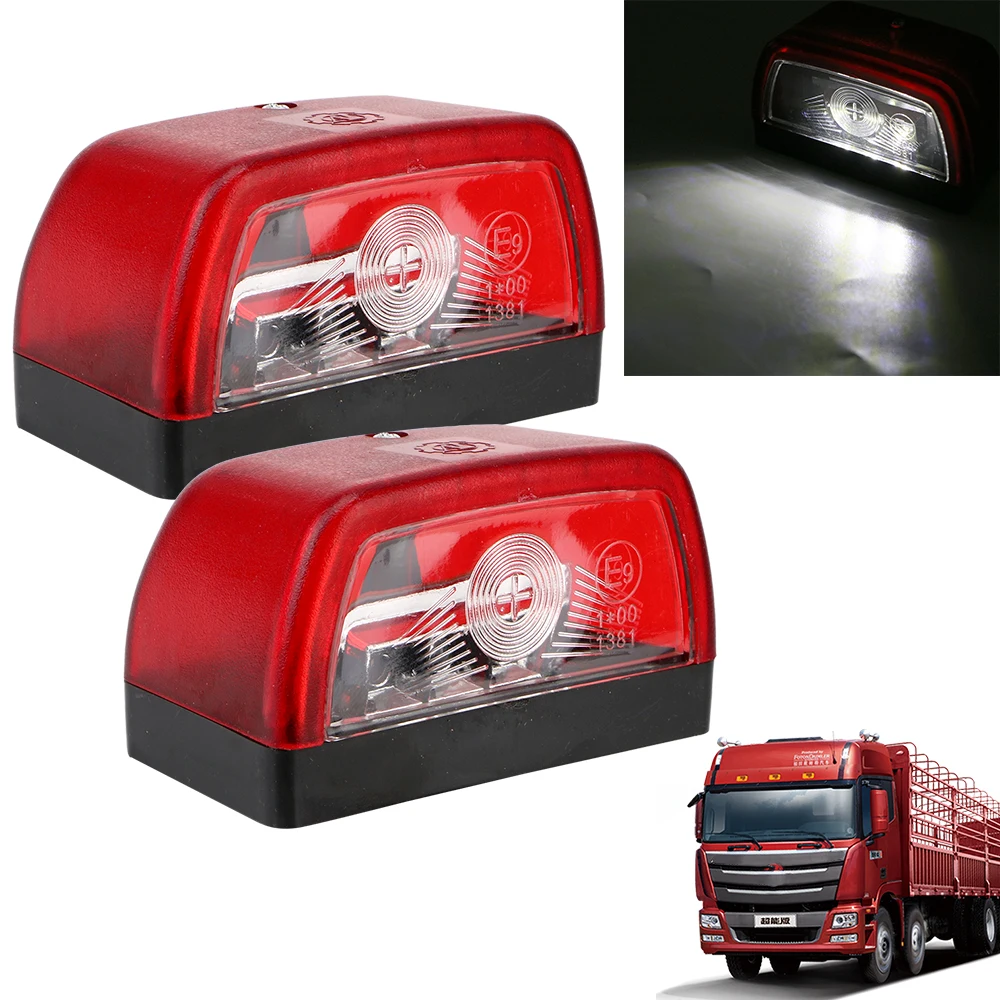 

White 3LED Taillight For Trailer Truck UTV 2Pcs Tag Lights E9 License Plate Light Trailer Truck Caravan Taillight